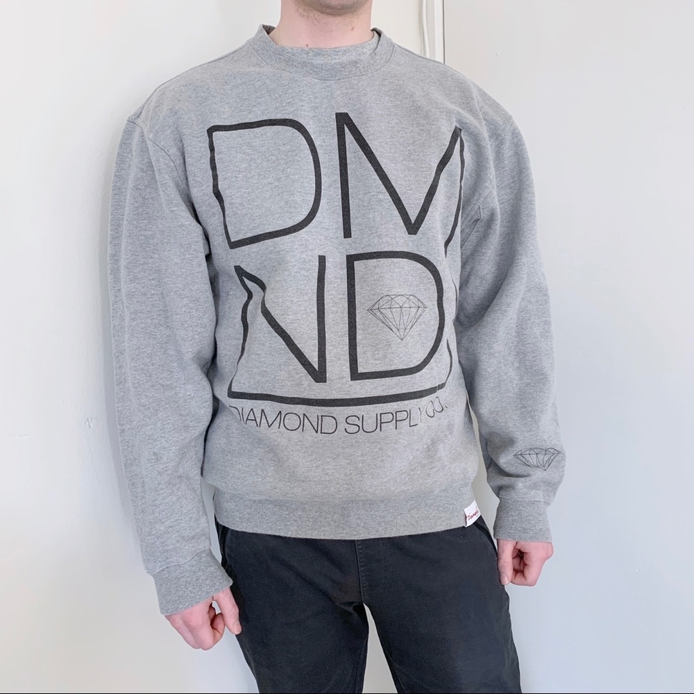 Diamond Supply Co gray crewneck sweatshirt Y2K streetwear logo skater comfy